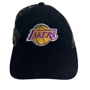 Los Angeles Lakers Black Suede Leather Camo Cap
